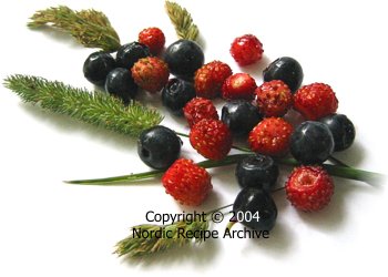 Wild Finnish strawberries and bilberries