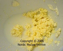 Cream separated into butter and buttermilk