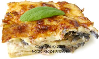 Mushroom and Parma ham lasagne