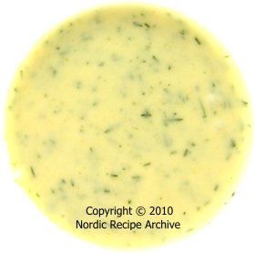 Mustard and cream salad dressing with lemon and dill