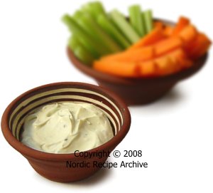 Carrot and celery sticks with blue cheese dip