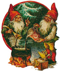 Gnomes cooking Christmas porridge