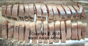 Herring slices in a dish