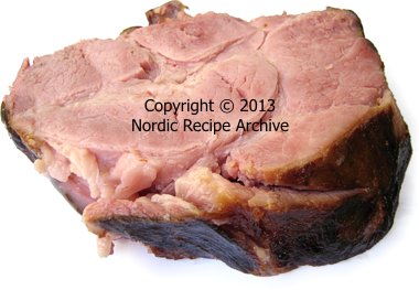 Slice of Finnish smoke-sauna smoked kassler