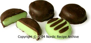 Green coloured peppermint patties