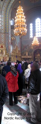 Palm Sunday church service in Orthodox cathedral