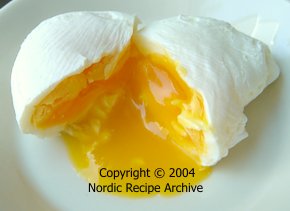 Halved poached egg