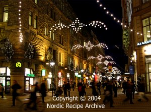 Shopping under Christmas lights in Helsinki